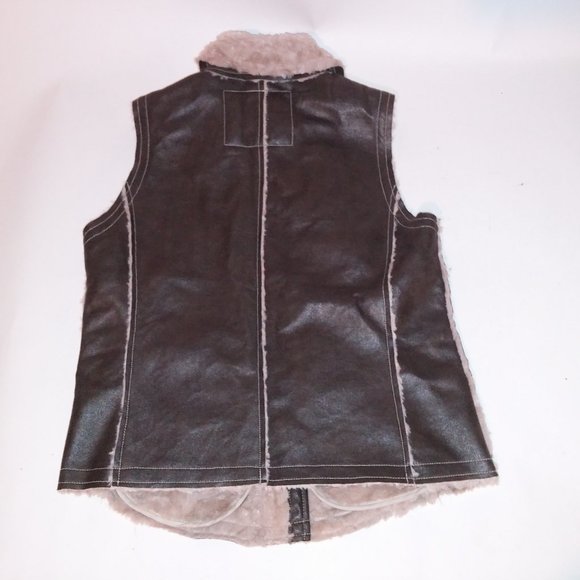Natural Reflections Vest Womens Medium Brown‎ Suede Fur Lining Ranch Western Zip - Picture 12 of 13